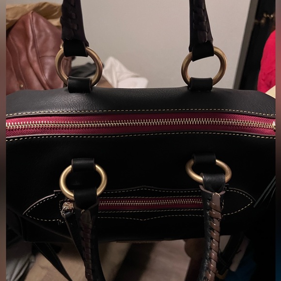 Dooney & Bourke Horse Shoe Western Black Red Leather Duffle HTF RARE - Picture 6 of 10